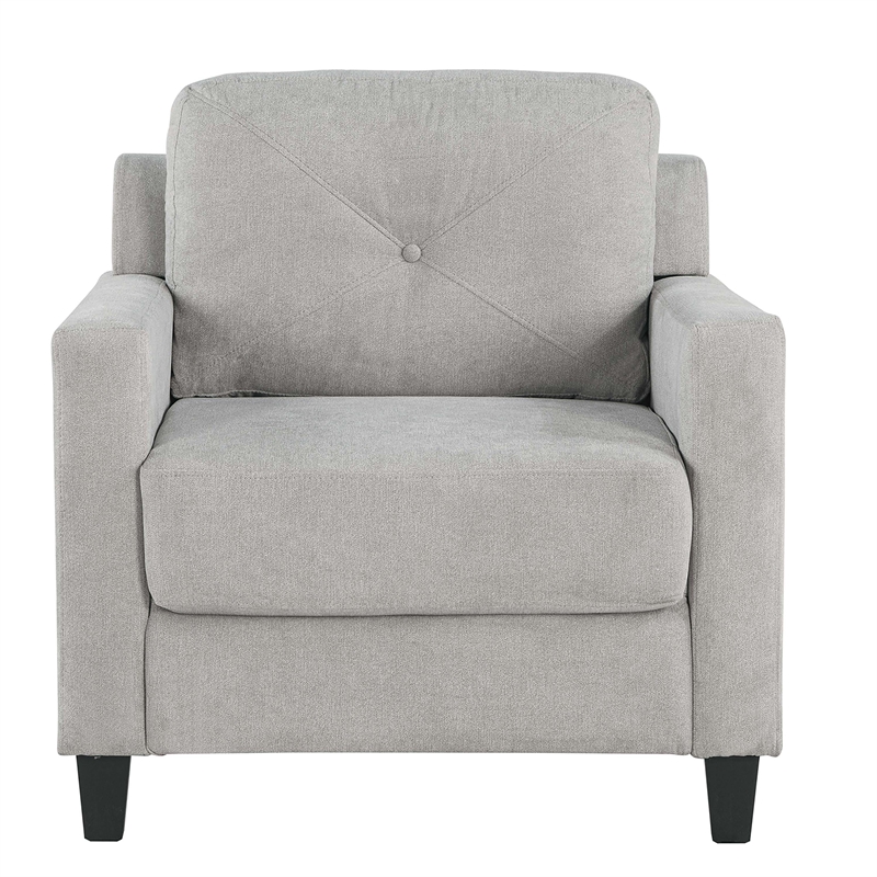 ACME Horatio Transitional Wood and Chenille Fabric Upholstered Chair in Taupe