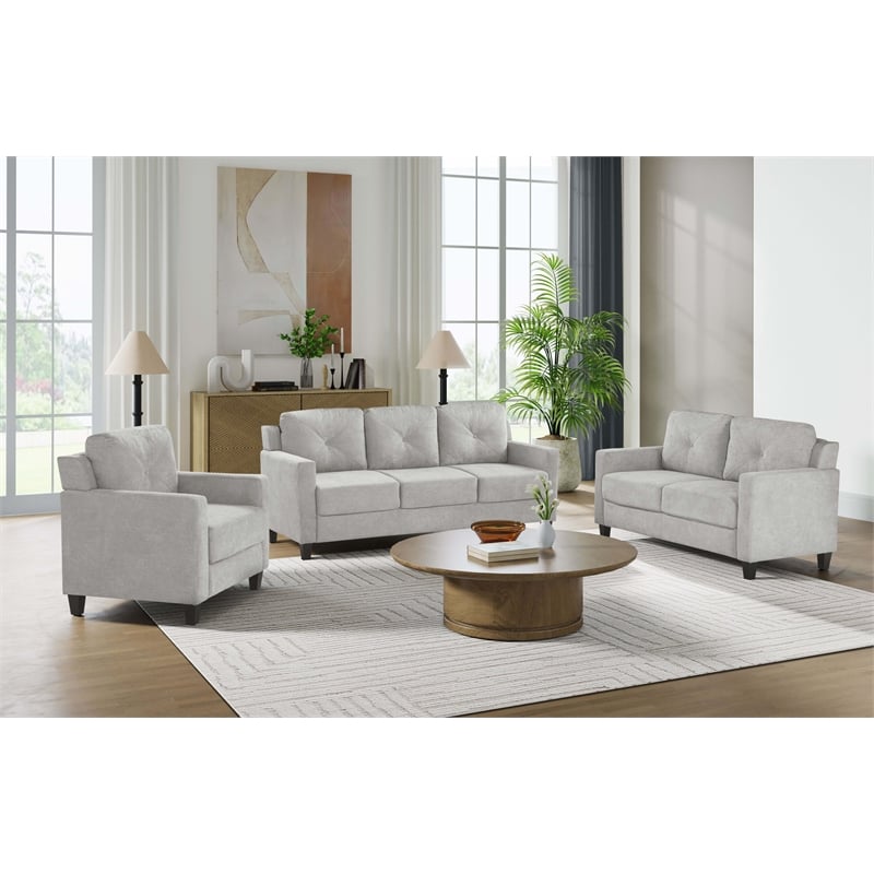 ACME Horatio Transitional Wood and Chenille Fabric Upholstered Chair in Taupe