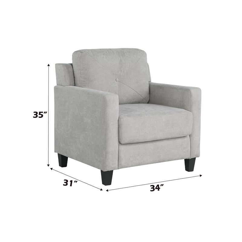 ACME Horatio Transitional Wood and Chenille Fabric Upholstered Chair in Taupe