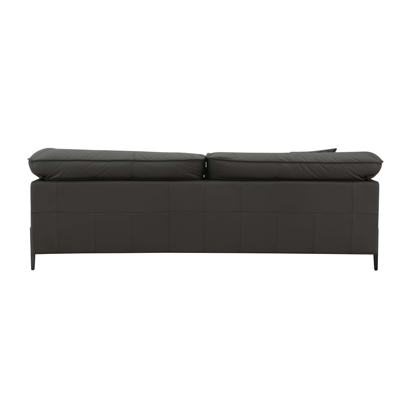 ACME Tadi Wood & Top Grain Leather Upholstered Sofa with Metal Legs in Black