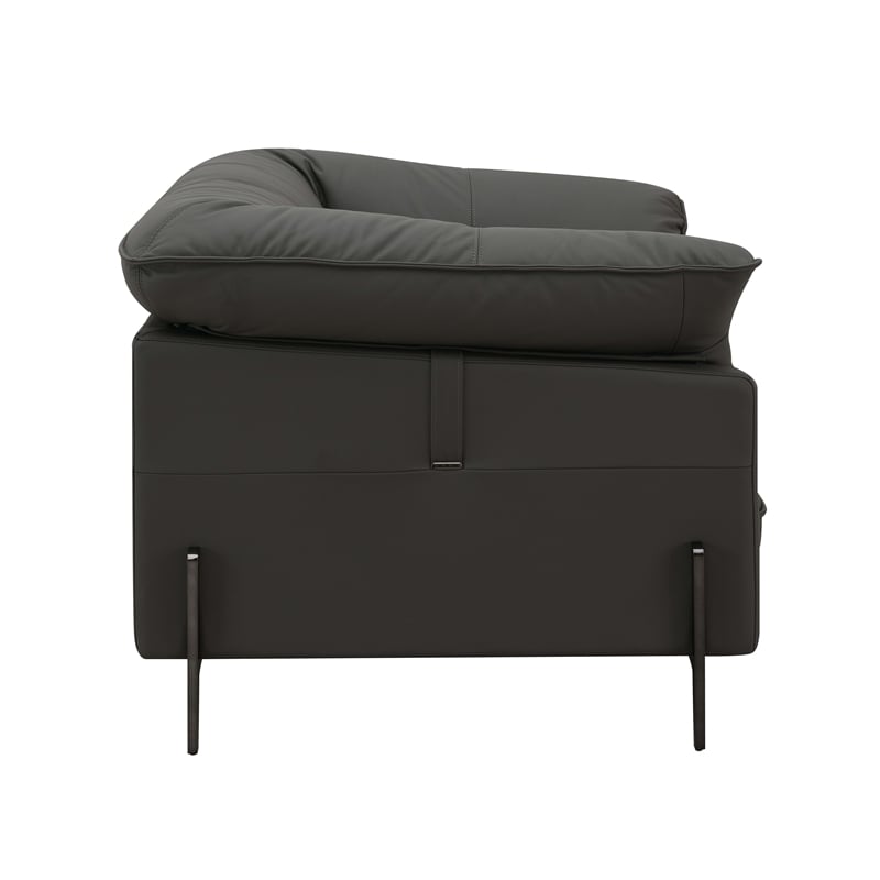 ACME Tadi Wood & Top Grain Leather Upholstered Chair with Metal Legs in Black
