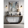 ACME Maceo Wood Half-Moon Console Table with Lower Shelf in Black & Gold
