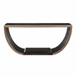 ACME Maceo Wood Half-Moon Console Table with Lower Shelf in Black & Gold