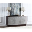 ACME Geranio Wood 3-Door Console Cabinet in Metallic Silver & Walnut