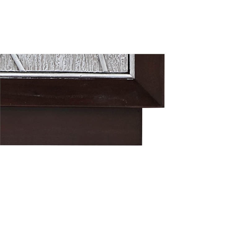 ACME Geranio Wood 3-Door Console Cabinet in Metallic Silver & Walnut