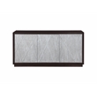 ACME Geranio Wood 3-Door Console Cabinet in Metallic Silver & Walnut