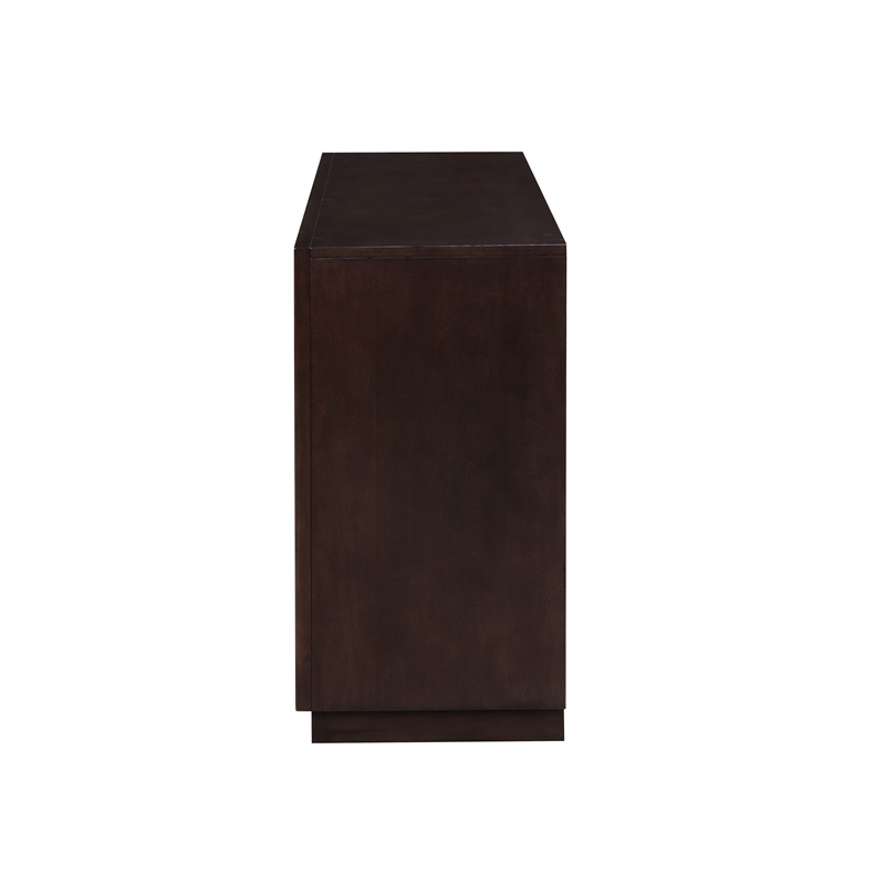 ACME Geranio Wood 3-Door Console Cabinet in Metallic Silver & Walnut