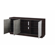 ACME Geranio Wood 3-Door Console Cabinet in Metallic Silver & Walnut