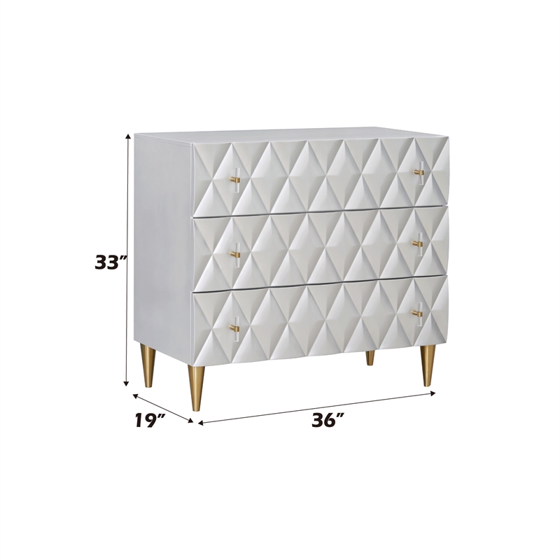 ACME Anson Wood 3-Drawer Console Cabinet in Metallic Silver & Champagne