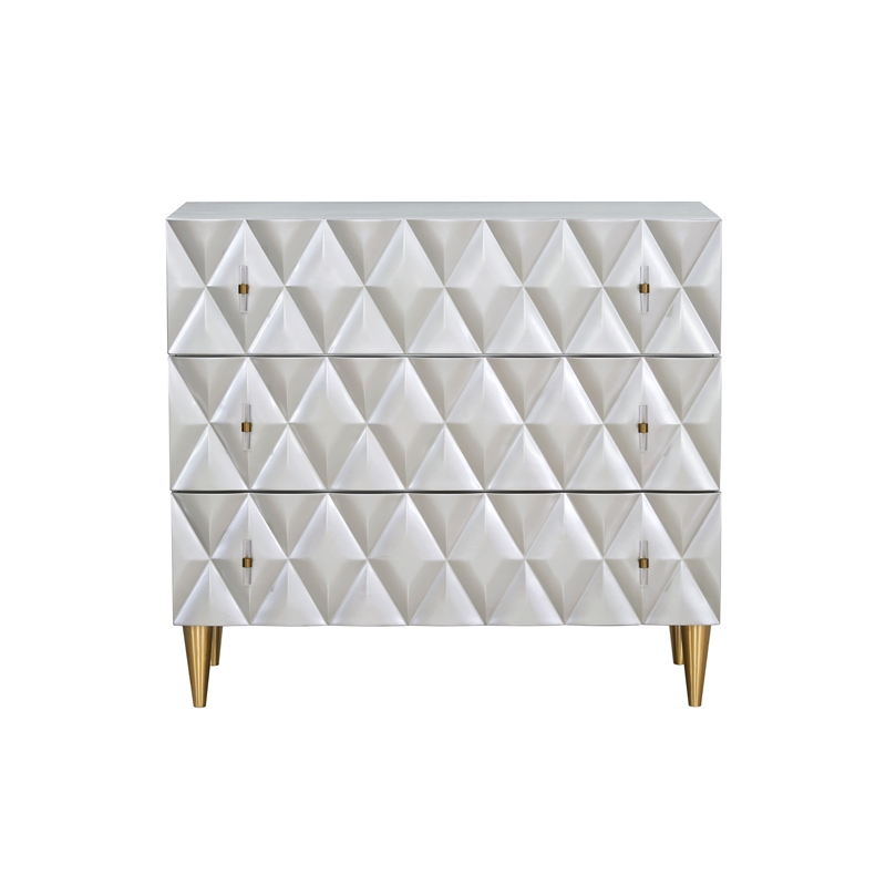 ACME Anson Wood 3-Drawer Console Cabinet in Metallic Silver & Champagne