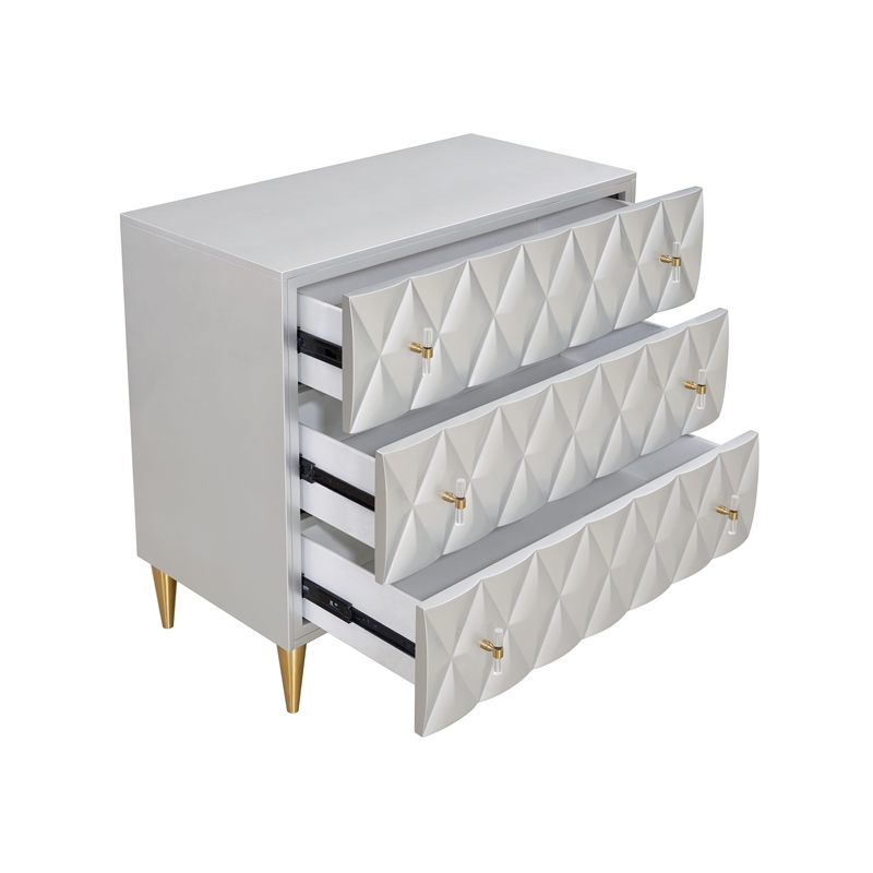 ACME Anson Wood 3-Drawer Console Cabinet in Metallic Silver & Champagne