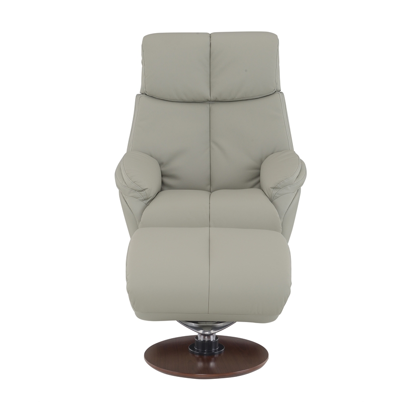 ACME Kandoro Leather Upholstered Accent Chair with Ottoman in Gray & Brown
