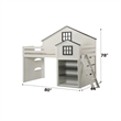 ACME Ratana Wood House-Shaped Loft Bed with Built-in Bookshelf in White & Gray