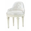 ACME Dorothy Wood/PU Leather Round Swivel Chair in Pearl White & Ivory