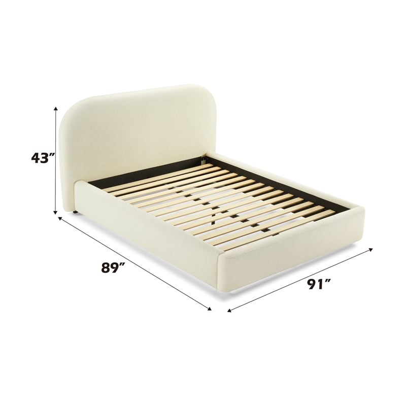 ACME Arden Contemporary Fabric Upholstered Eastern King Bed in Beige