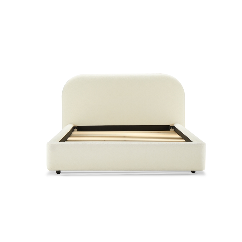 ACME Arden Contemporary Fabric Upholstered Queen Bed in Beige