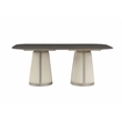 ACME Kasa Wood Dining Table with Sintered Stone Top in Gray & Champagne