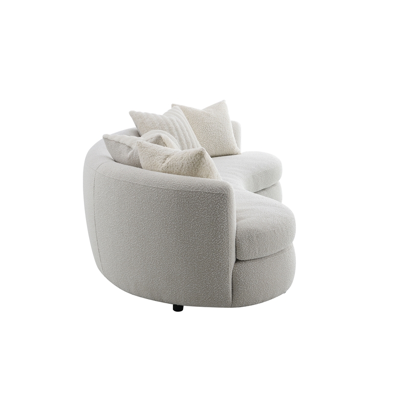 ACME Iniko Fabric Upholstered Curved Sofa with 6 Pillows in Beige