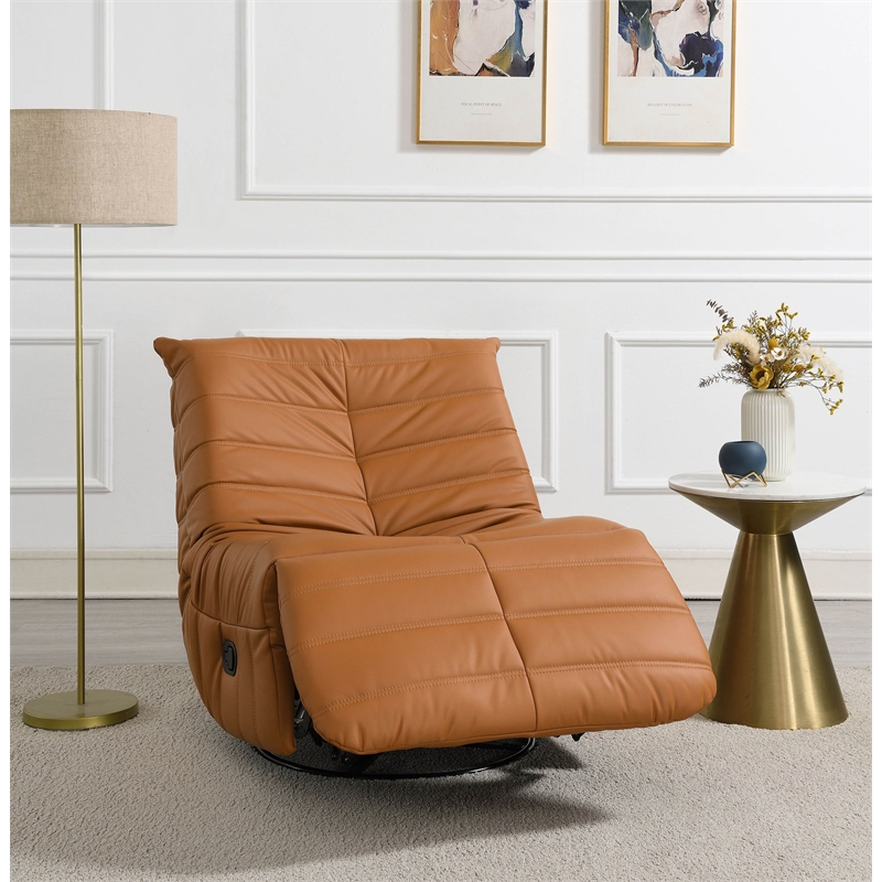 ACME Talmon Faux Leather Upholstered Glider Recliner with Swivel in Orange