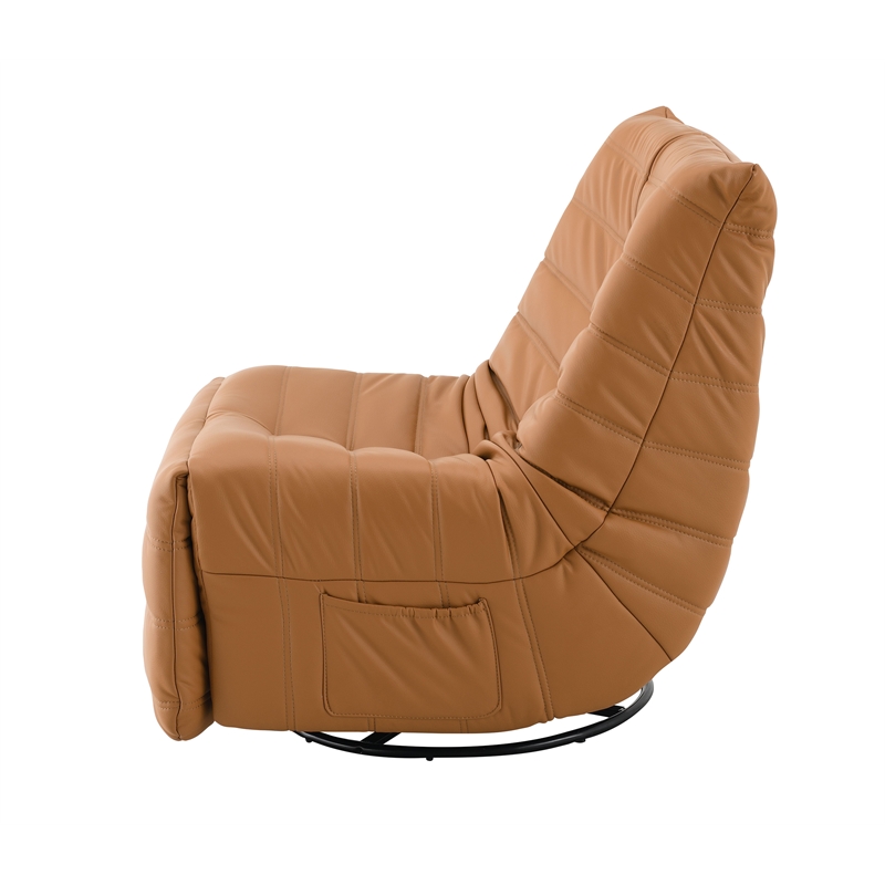 ACME Talmon Faux Leather Upholstered Glider Recliner with Swivel in Orange
