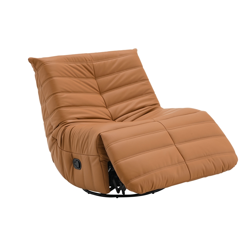 ACME Talmon Faux Leather Upholstered Glider Recliner with Swivel in Orange