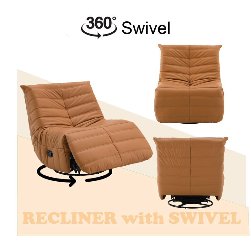 ACME Talmon Faux Leather Upholstered Glider Recliner with Swivel in Orange