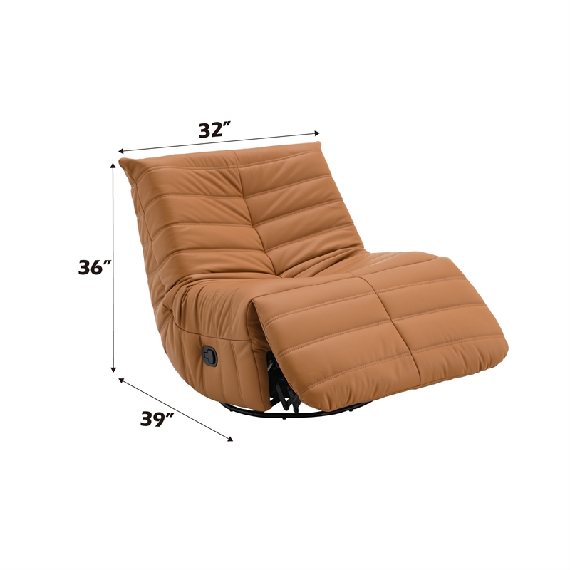 ACME Talmon Faux Leather Upholstered Glider Recliner with Swivel in Orange