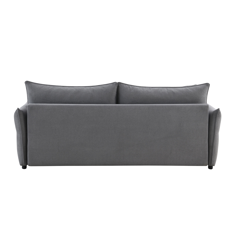 ACME Irina Fabric Upholstered Sofa with Pull-Out Sleeper and 4 Pillows in Gray