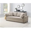 ACME Irina Fabric Upholstered Sofa with Full Size Sleeper and 4 Pillows in Beige