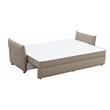 ACME Irina Fabric Upholstered Sofa with Full Size Sleeper and 4 Pillows in Beige