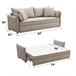 ACME Irina Fabric Upholstered Sofa with Full Size Sleeper and 4 Pillows in Beige