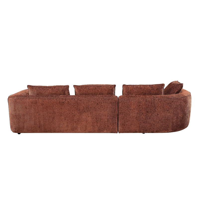 ACME Aceso Chenille Fabric Sectional Sofa with 4 Pillows in Rust Brown