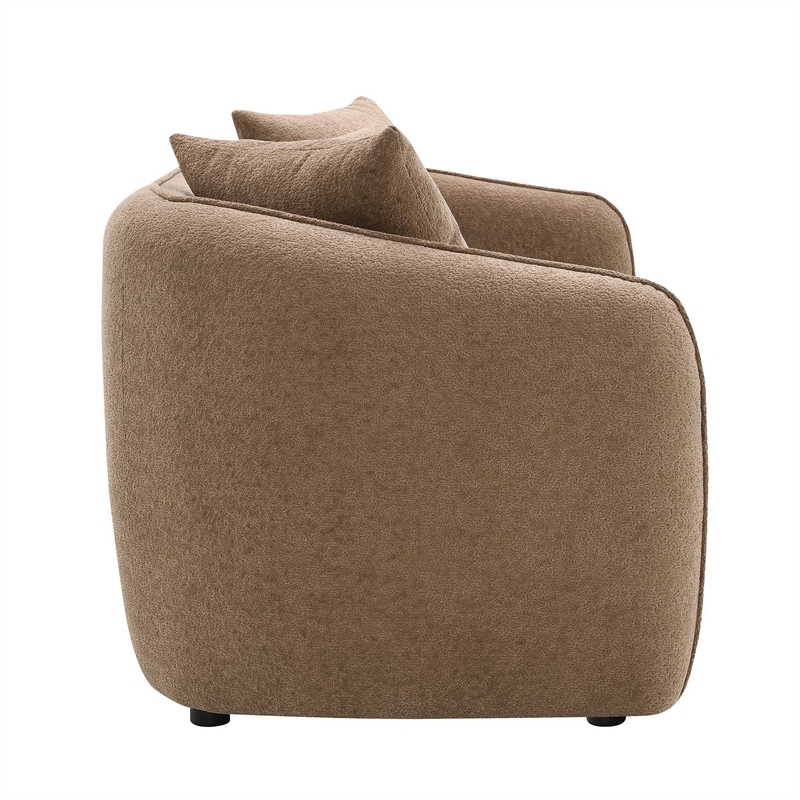 ACME Keith Contemporary Chenille Upholstered Sofa with 3 Pillows in Brown