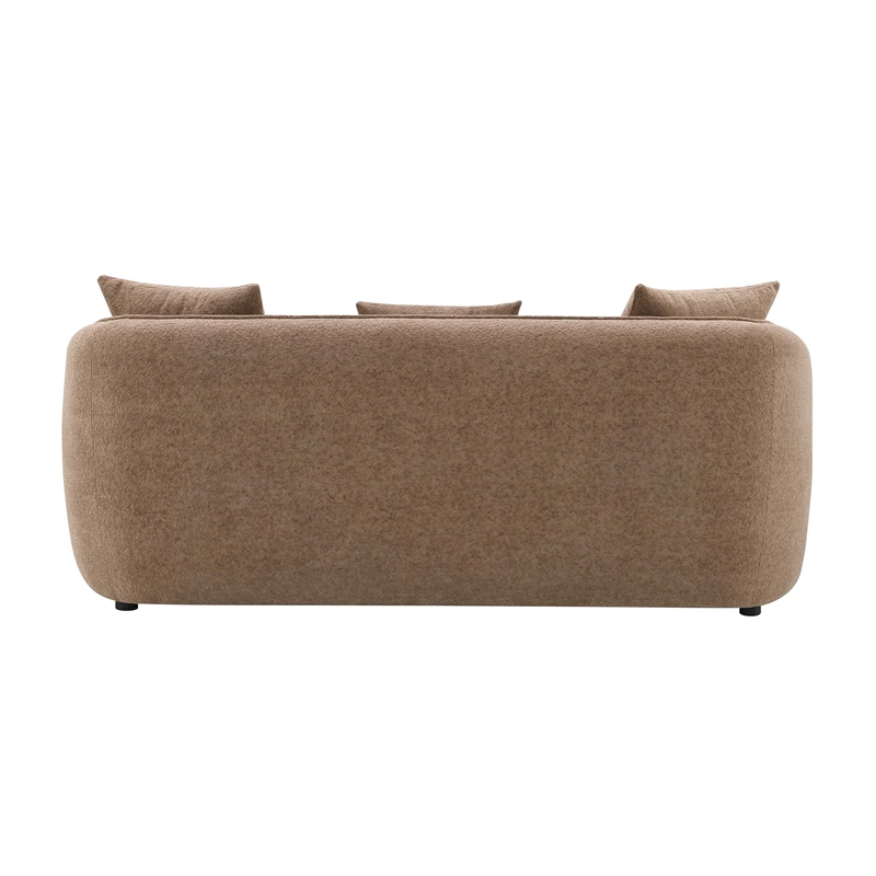 ACME Keith Contemporary Chenille Upholstered Sofa with 3 Pillows in Brown