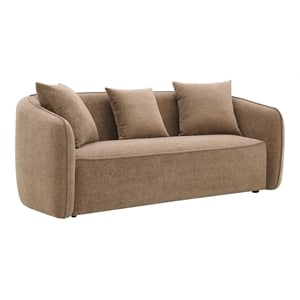 ACME Keith Contemporary Chenille Upholstered Sofa with 3 Pillows in Brown