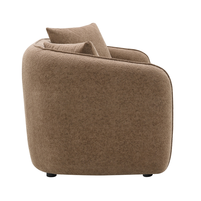 ACME Keith Chenille Fabric Upholstered Loveseat with 2 Pillows in Brown