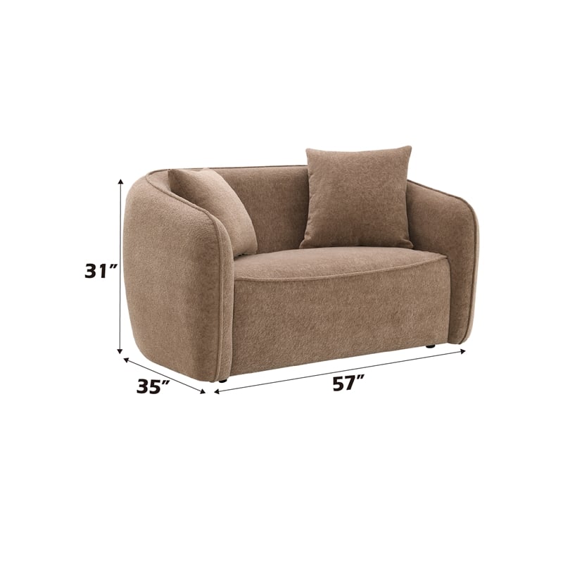 ACME Keith Chenille Fabric Upholstered Loveseat with 2 Pillows in Brown