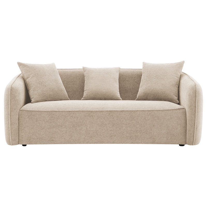 ACME Keith Contemporary Chenille Upholstered Sofa with 3 Pillows in Beige