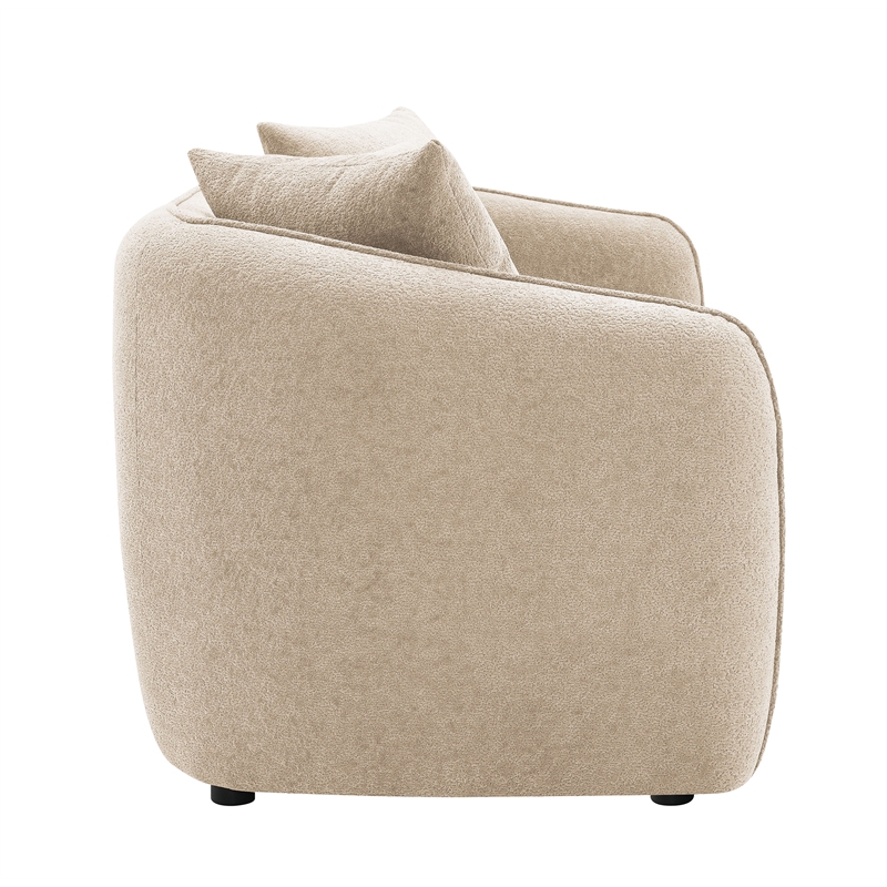 ACME Keith Contemporary Chenille Upholstered Sofa with 3 Pillows in Beige