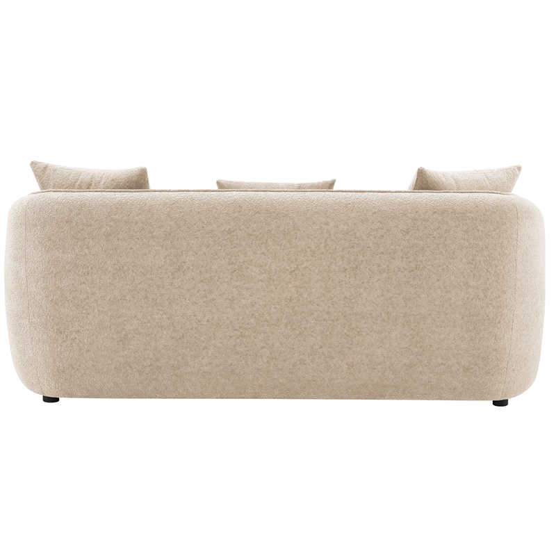 ACME Keith Contemporary Chenille Upholstered Sofa with 3 Pillows in Beige