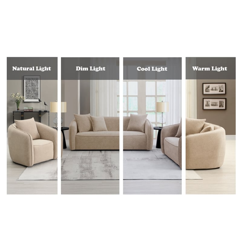 ACME Keith Chenille Fabric Upholstered Loveseat with 2 Pillows in Beige