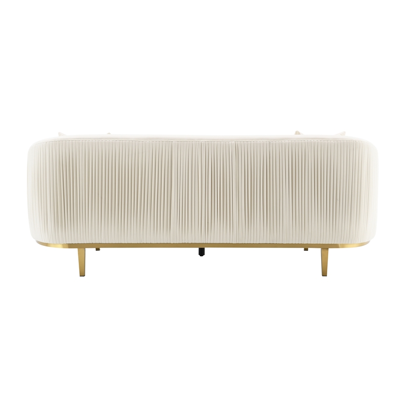 ACME Martina Velvet Upholstered Sofa with 2 Pillows in Ivory