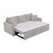 ACME Connie Fabric Upholstered Sofa with Sleeper and 2 Pillows in Beige