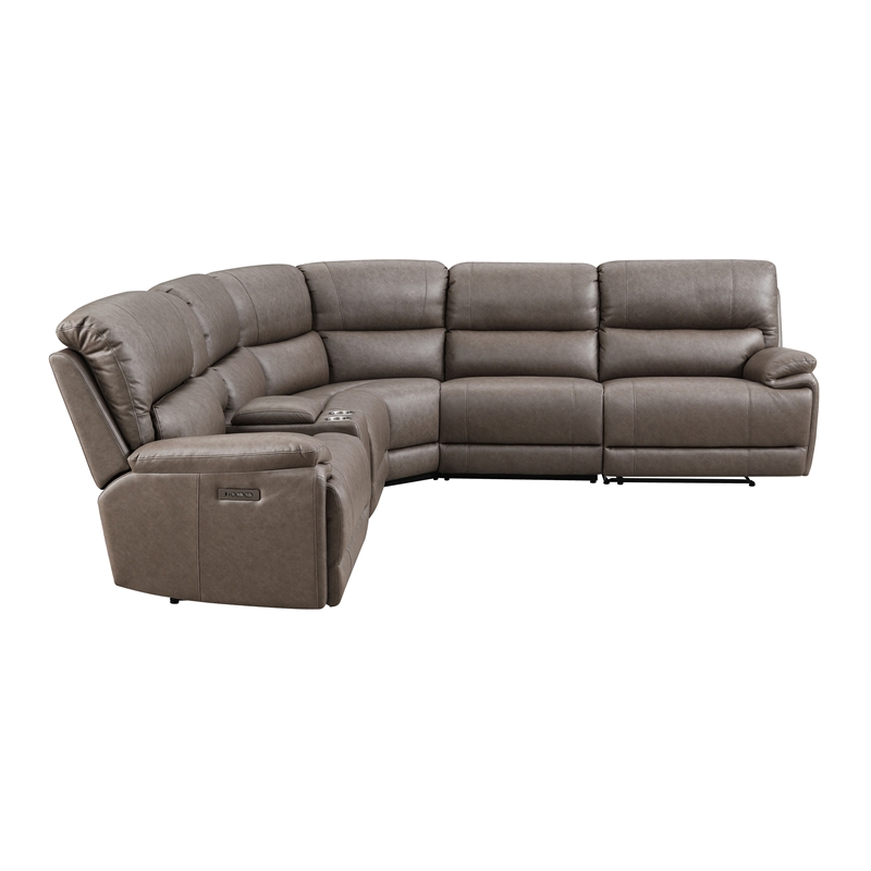 ACME Kantu Faux Leather Upholstered Motion Sectional Sofa in Brown