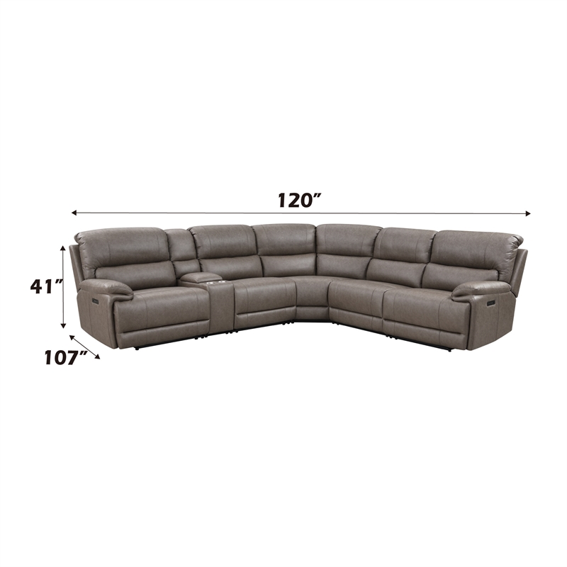 ACME Kantu Faux Leather Upholstered Motion Sectional Sofa in Brown
