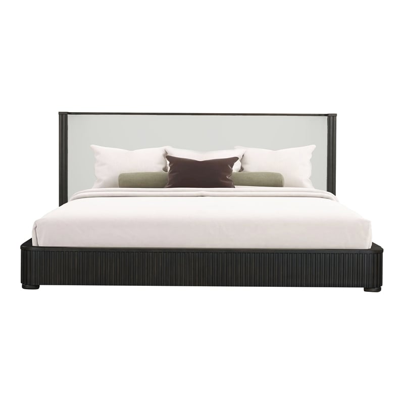 ACME Clayten Contemporary Fabric Upholstered Queen Bed in White & Espresso