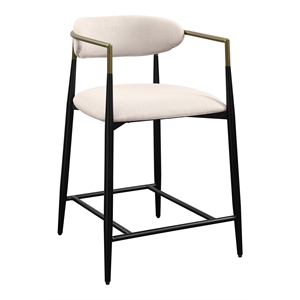 ACME Jaramillo Chenille Fabric Counter Height Chair in Black & Gold (Set of 2)