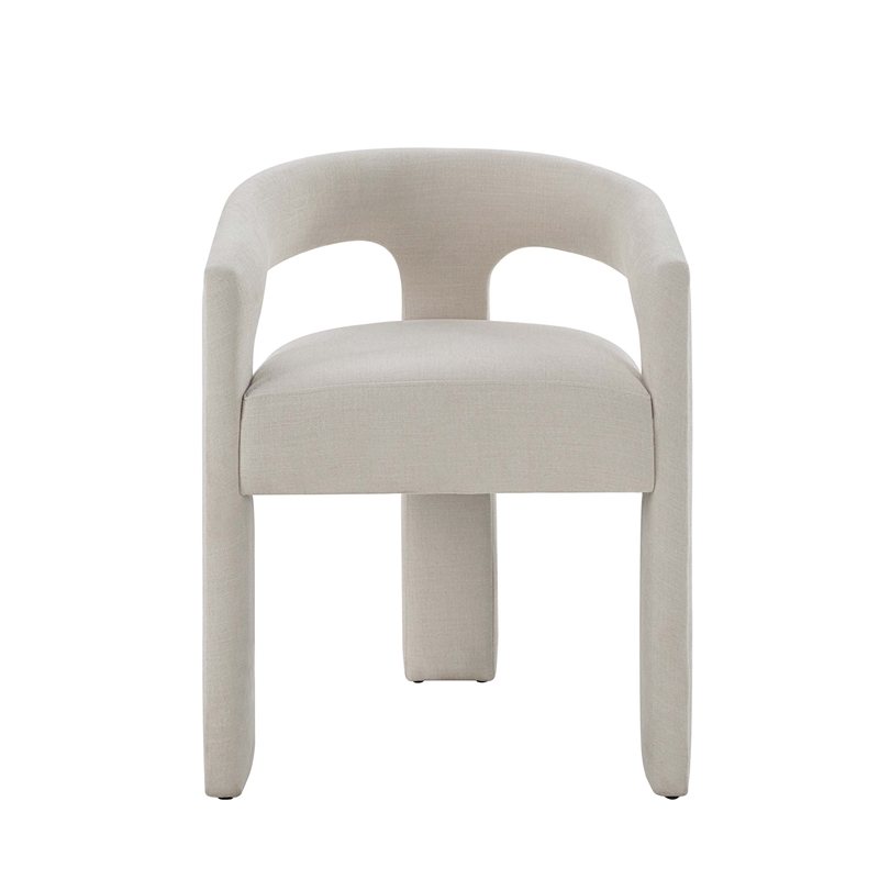 ACME Gamarya Chenille Fabric Side Chair with Curved Back in White (Set of 2)