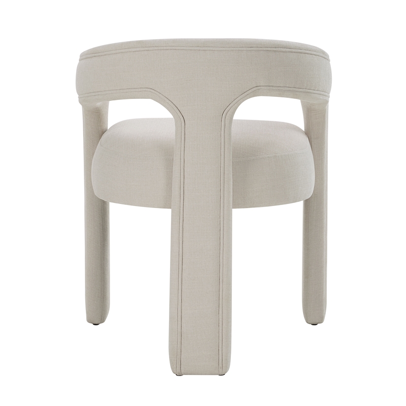 ACME Gamarya Chenille Fabric Side Chair with Curved Back in White (Set of 2)