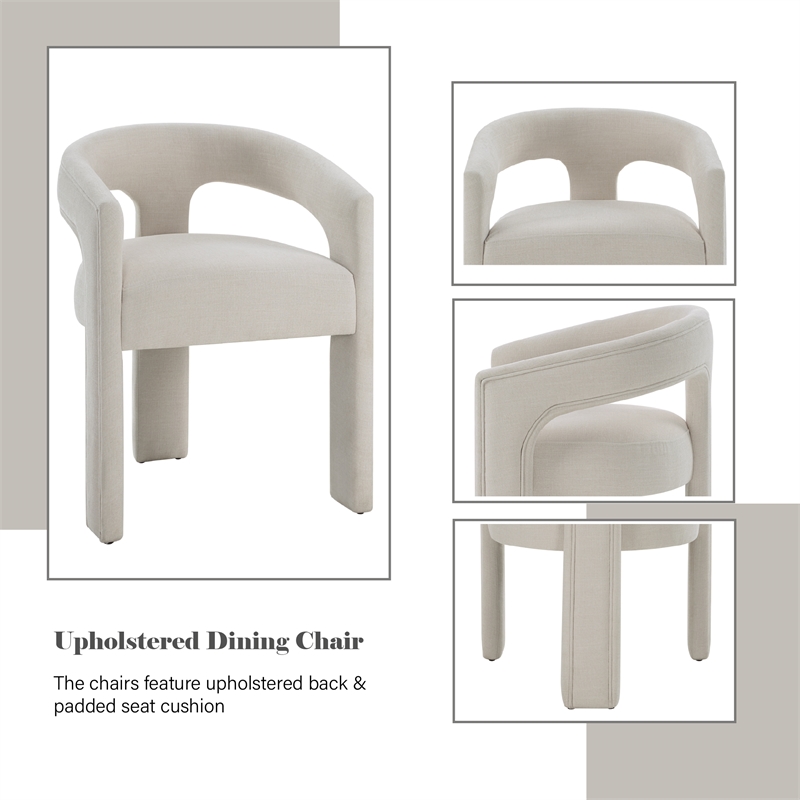 ACME Gamarya Chenille Fabric Side Chair with Curved Back in White (Set of 2)
